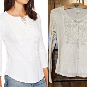 Lucky Brand Cotton Lace-Up Blouse